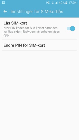 Velg Endre PIN for SIM-kort