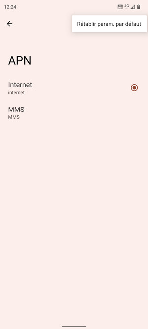 Sélectionnez Rétablir param. par défaut