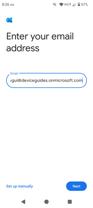Enter your Email address and select Set up manually