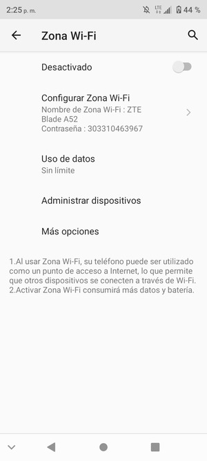 Seleccione Configurar Zona Wi-Fi