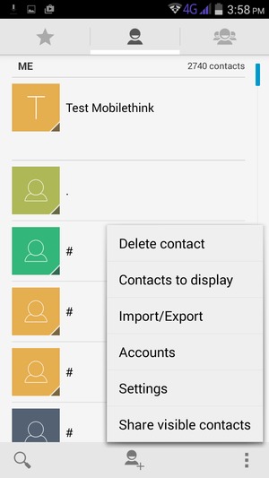 Select the Menu button  and select Import/Export