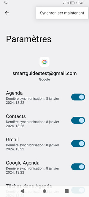 Sélectionnez Synchroniser maintenant