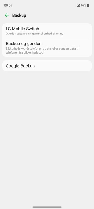 Vælg Google Backup