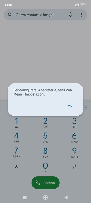 Se la segreteria telefonica non è configurata, seleziona OK