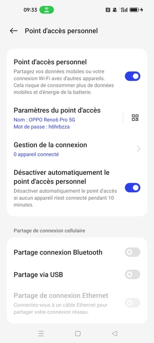 Votre téléphone est maintenant configuré pour être utilisé comme modem