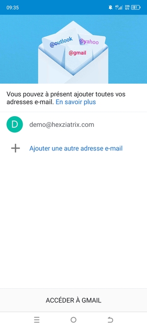 Sélectionnez ACCÉDER Á GMAIL