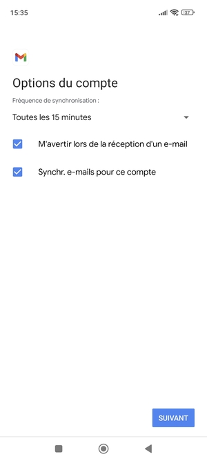 Sélectionnez SUIVANT