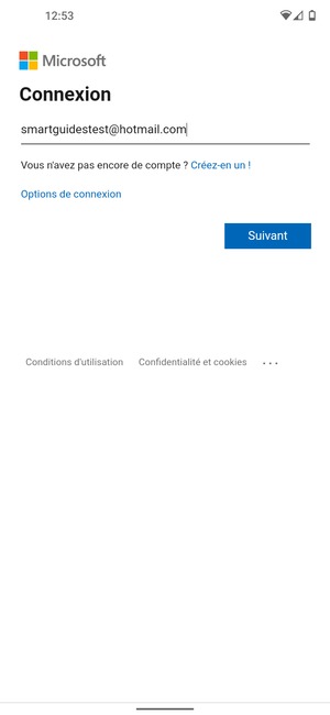 Saisissez votre adresse e-mail et sélectionnez Suivant