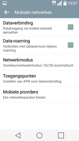 Schakel Data-roaming in of uit