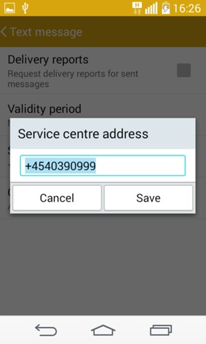 Enter the Service centre number and select Save