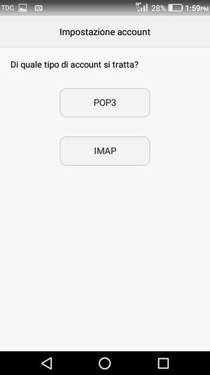 Seleziona POP3 o IMAP