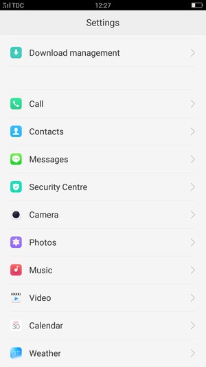 Scroll to and select Contacts