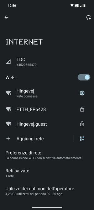 Ora sei connesso alla rete Wi-Fi