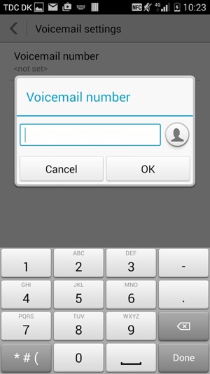 Enter the voicemail number and select OK
