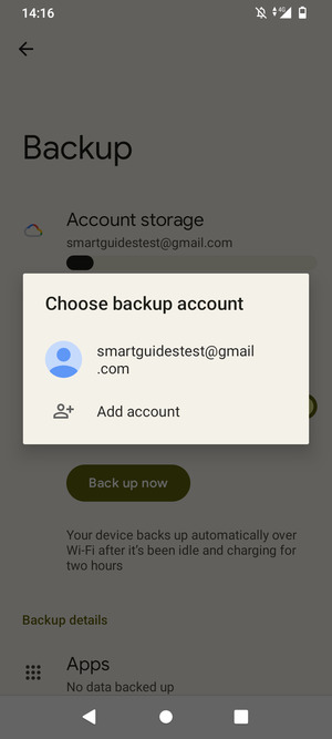 Select your backup account