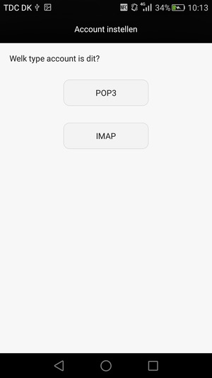 Selecteer POP3 of IMAP