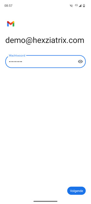 Voer uw wachtwoord in en selecteer Volgende
