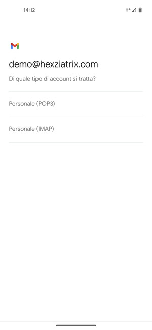 Seleziona Personale (POP3) o Personale (IMAP)