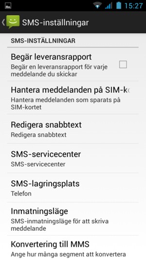 Välj SMS-servicecenter