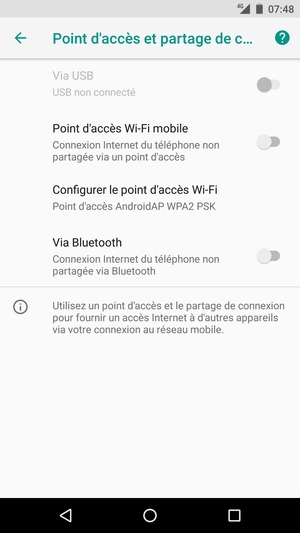 Activer le Point d'accès Wi-Fi mobile