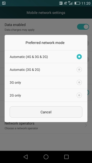 Select Automatic (3G & 2G) / 3G/2G auto to enable 3G