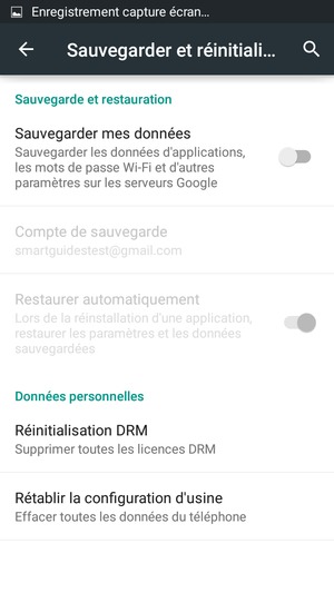 Activer le Sauvegarder mes données