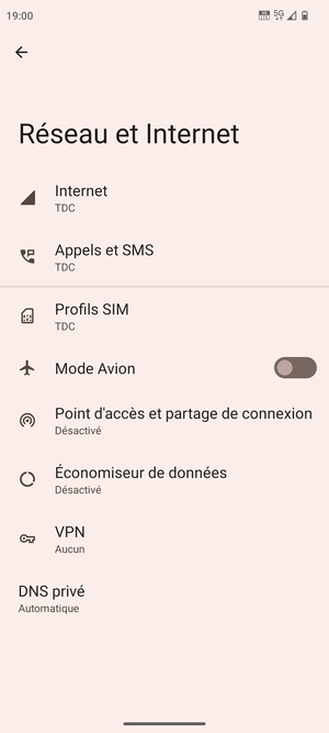 Sélectionnez Profils SIM