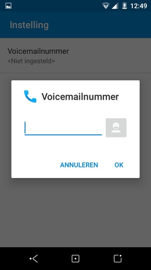 Voer het Voicemailnummer in en selecteer OK