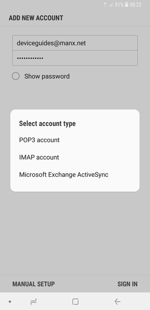 Select POP3 account