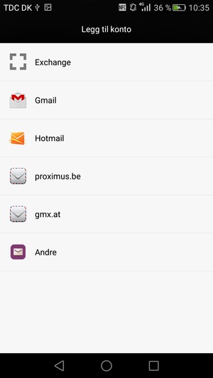 Velg Gmail eller Hotmail