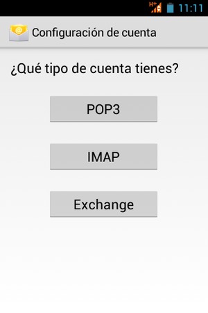 Seleccione POP3  o IMAP 