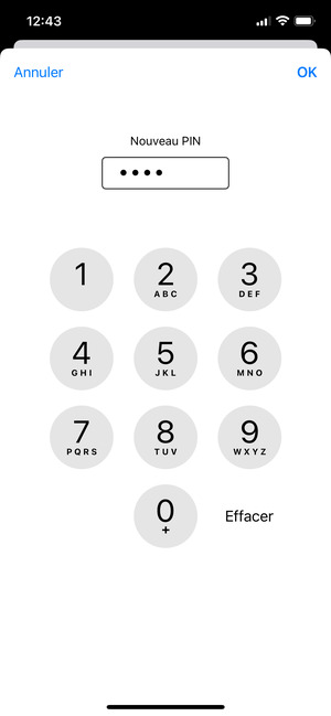 Saisissez votre Nouveau PIN et sélectionnez OK