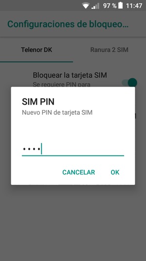 Introduzca su Nuevo PIN de tarjeta SIM y seleccione OK
