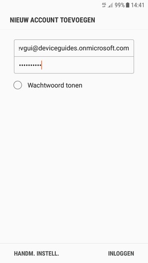 Voer uw e-mailadres en wachtwoord in. Selecteer HANDM. INSTELL.