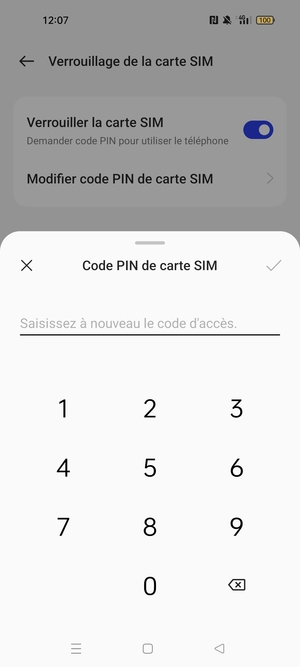 Veuillez confirmer votre nouveau code PIN de carte SIM et sélectionner OK