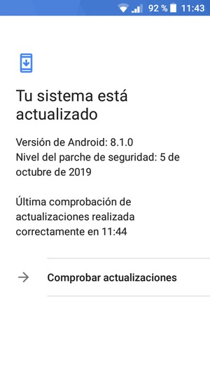 Si su teléfono está actualizado, verá la siguiente pantalla