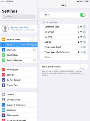 Set Wi-Fi to ON. Select the wireless network you want to connect to