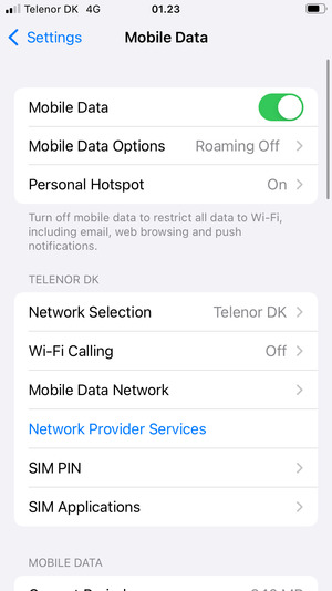 Select Mobile Data Options