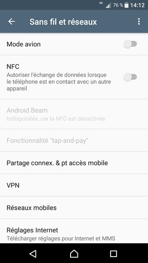 Sélectionnez Partage connex. & pt accès mobile