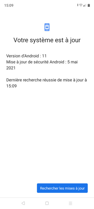 Si votre téléphone est à jour, vous verrez l'écran suivant