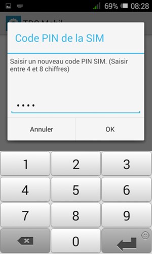 Saisissez votre Nouveau code PIN de la  SIM et sélectionnez OK