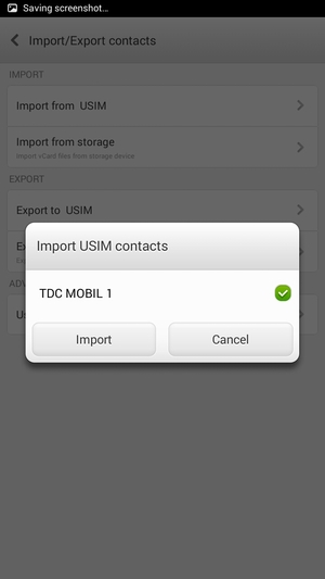 Select the SIM card and select Import