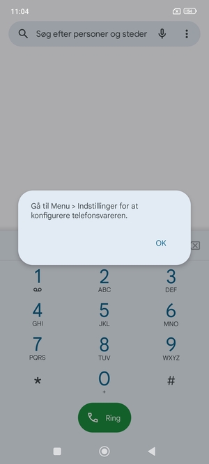 Hvis din telefonsvarer ikke er sat op, vælg OK