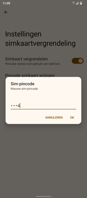Voer uw Nieuwe sim-pincode in en selecteer OK