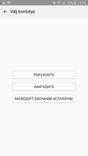 Välj POP3-KONTO eller IMAP-KONTO