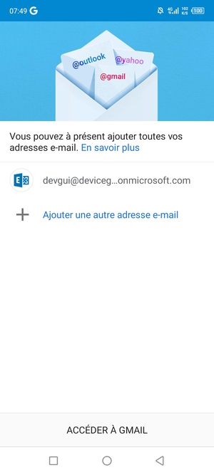 Sélectionnez ACCÉDER À GMAIL