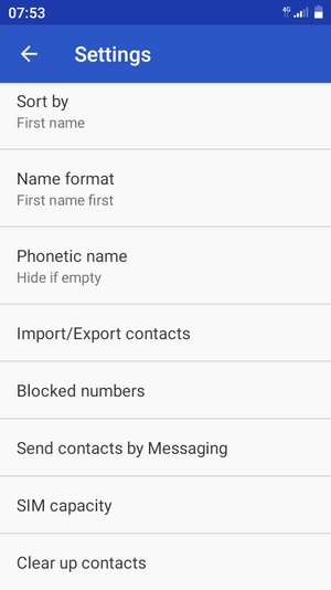 Scroll to and select Import/Export contacts