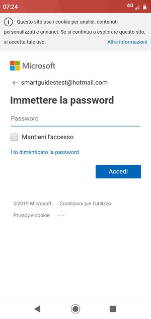 Inserisci la tua password e seleziona Accedi