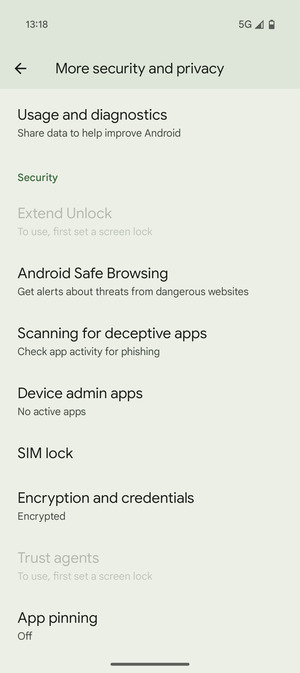 Scroll to and select SIM lock