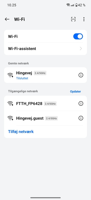 Du er nu tilsluttet Wi-Fi netværket